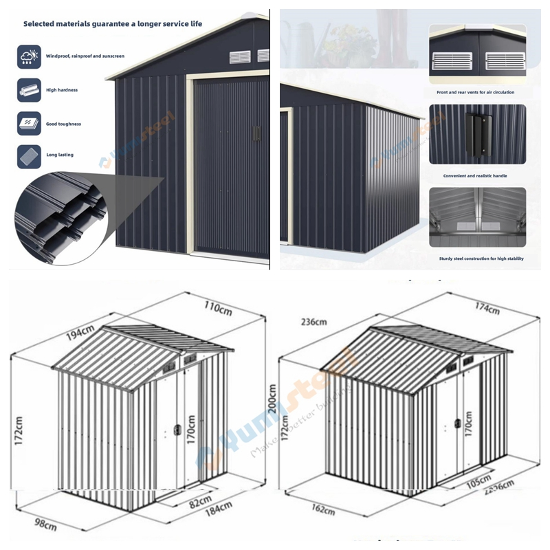 Removable Outdoor Storage Shed Garden Tool Room Tin House