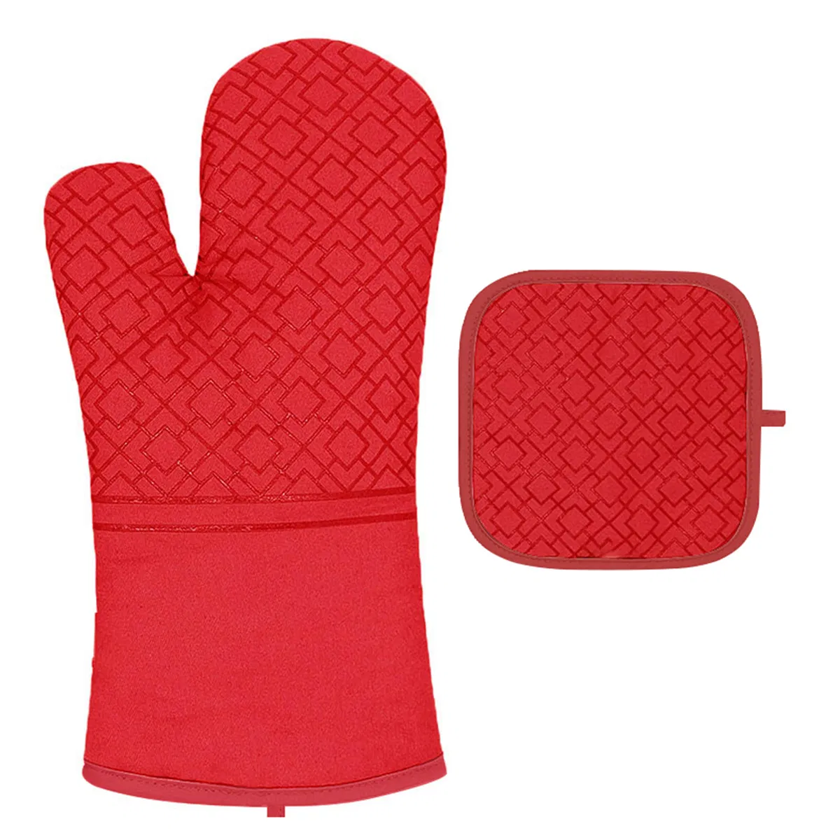 Pure Cotton Silicone Heat-Insulating and Anti-Slip Gloves, Lengthened and Thickened High-Temperature Resistant Oven Gloves