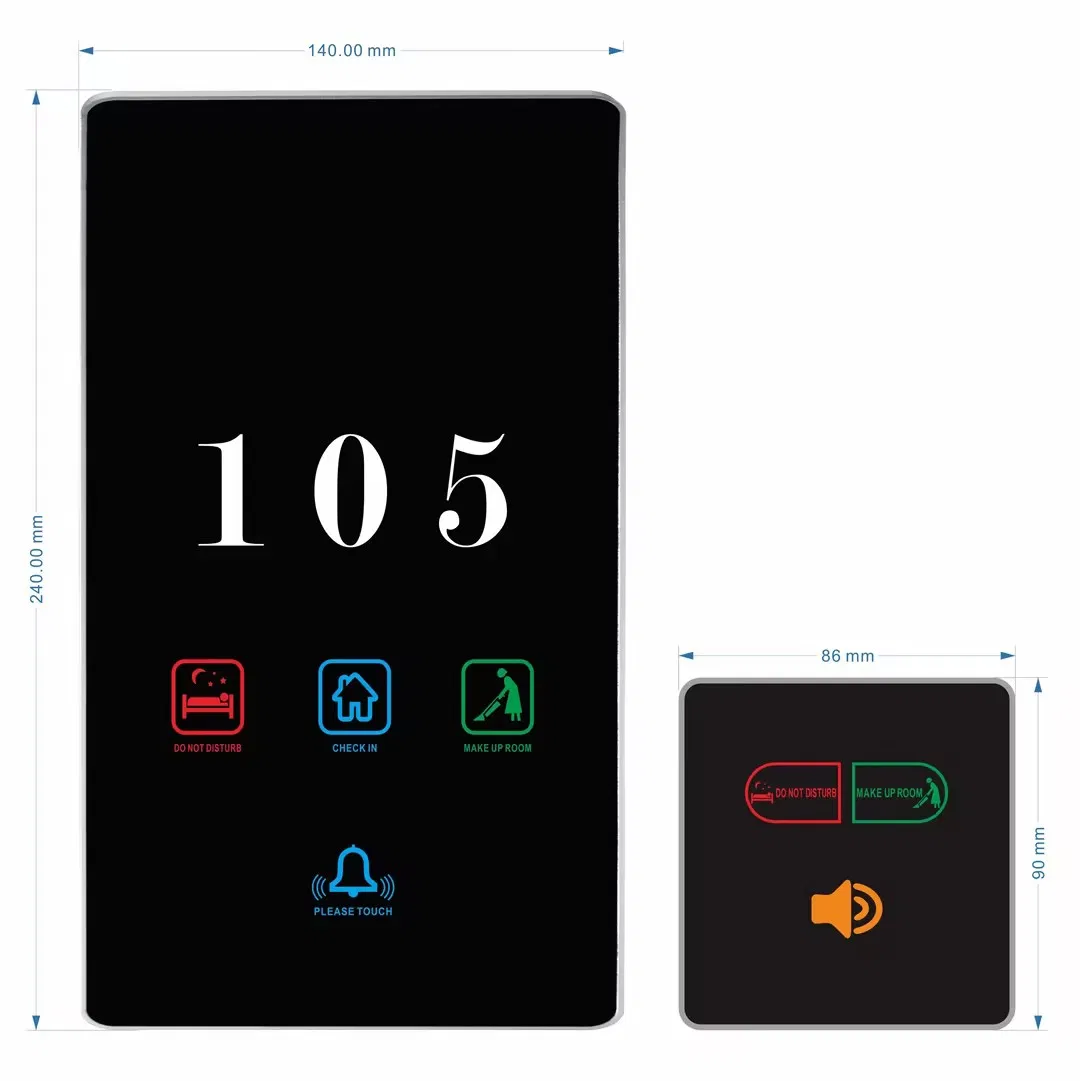 Custom Hotel Sign LED Light Room Number Doorplate with Dnd Clean Electronic Switch Hotel Doorbell