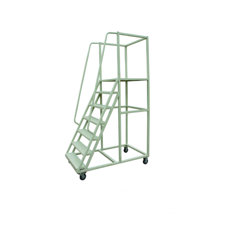 Movable Platform Ladder Warehouse Steel Rolling Ladder