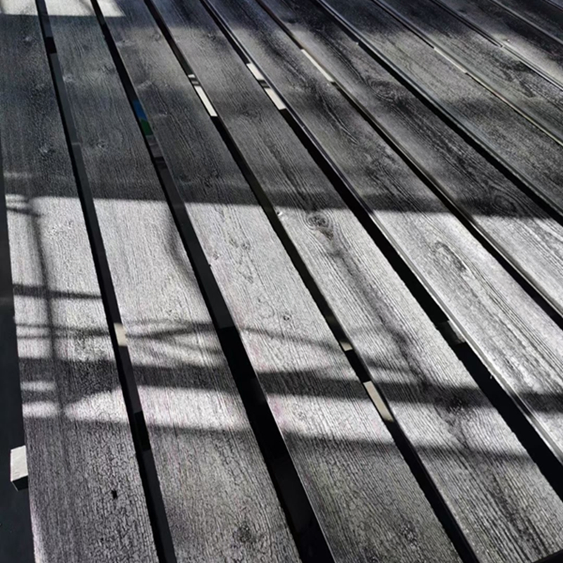 Grey Color Modern Embossed Brushed Pattern Yakisugi Shou Sugi Ban Charred Wall Panels Facade