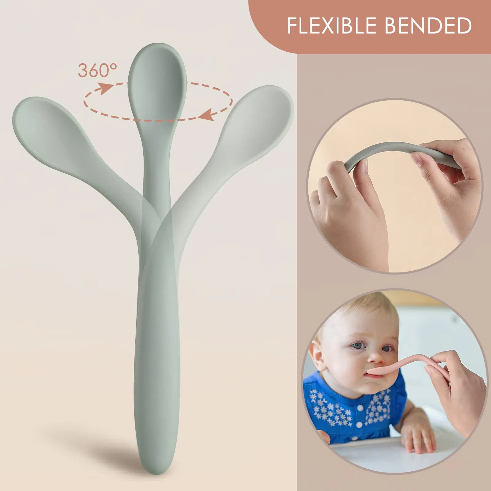 Soft-Tip 6-Piece Silicone Baby Feeding Spoons