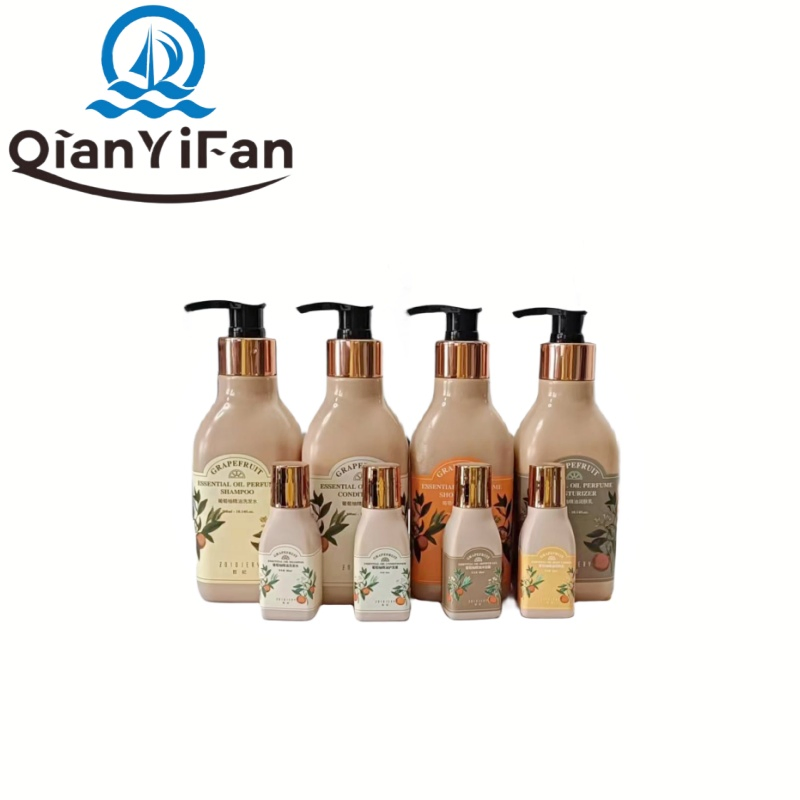 Wholesale Custom Natural Grapefruit Essential Oil Shampoo, Conditioner, Body Wash Toiletries Set for Hotel, Resort Custom Use