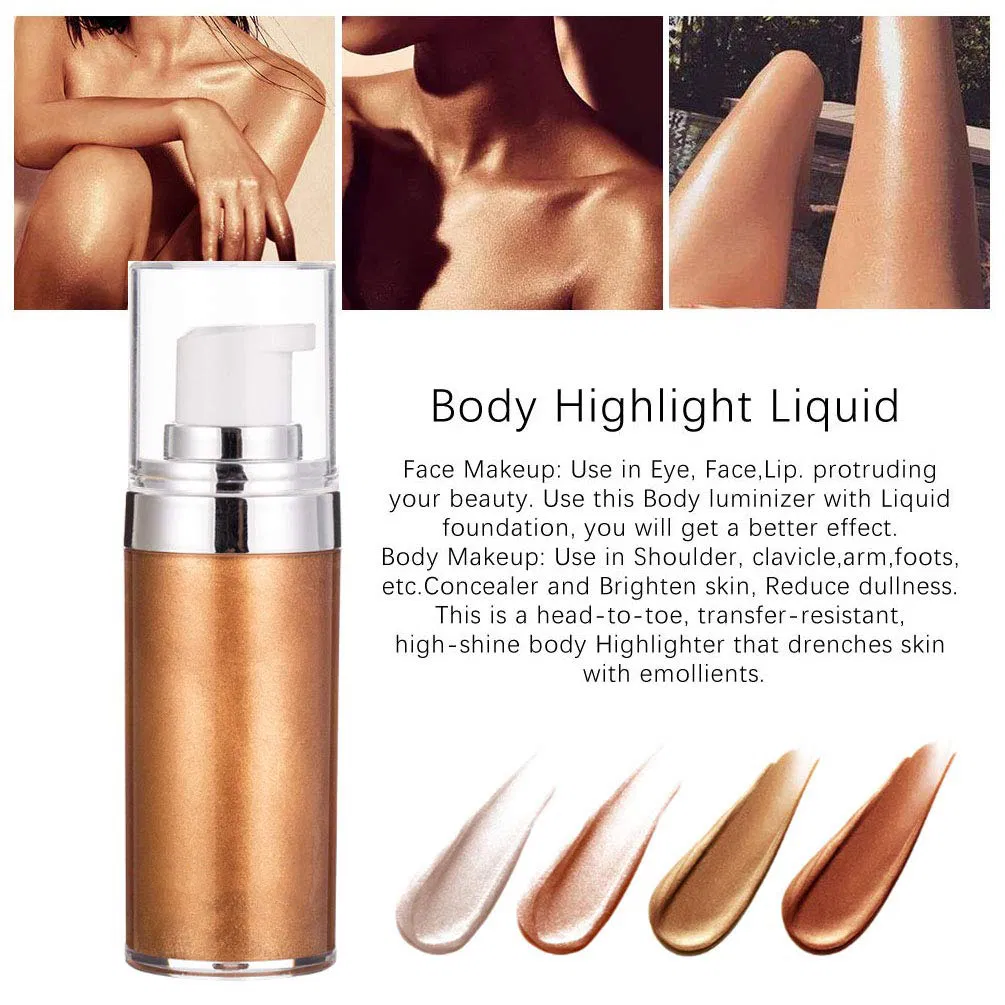 Beauty Cosmetics Waterproof Shimmer Oil Highlighter Makeup for Women Body Shimmer Lotion