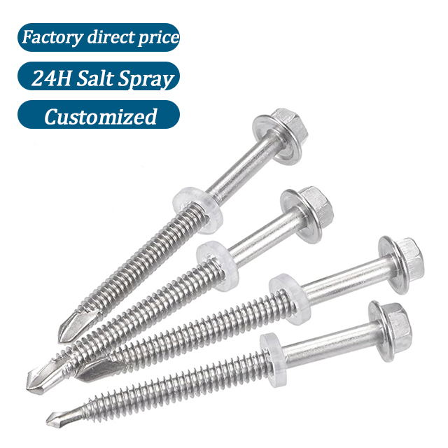 OEM Manufacturer Wholesales Hexagon Washer Head Self-Drilling Screws 410 Stainless Steel Sheet Metal Screws with Full Thread