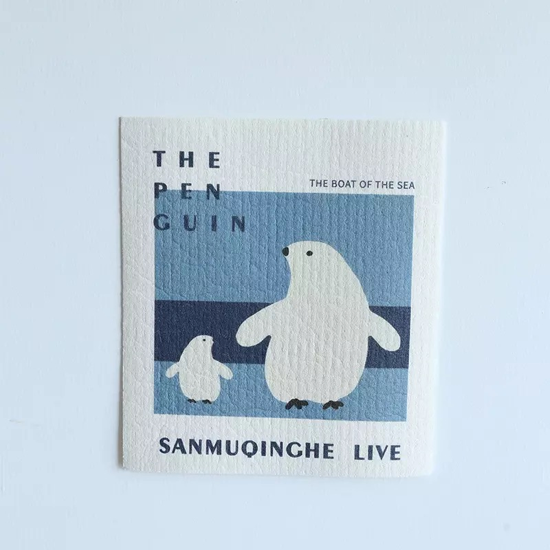 Custom Printed Printing Eco Friendly Biodegradable Absorbent Kitchen Cleaning Cellulose Cute Swedish Dishcloths Dish Cloths