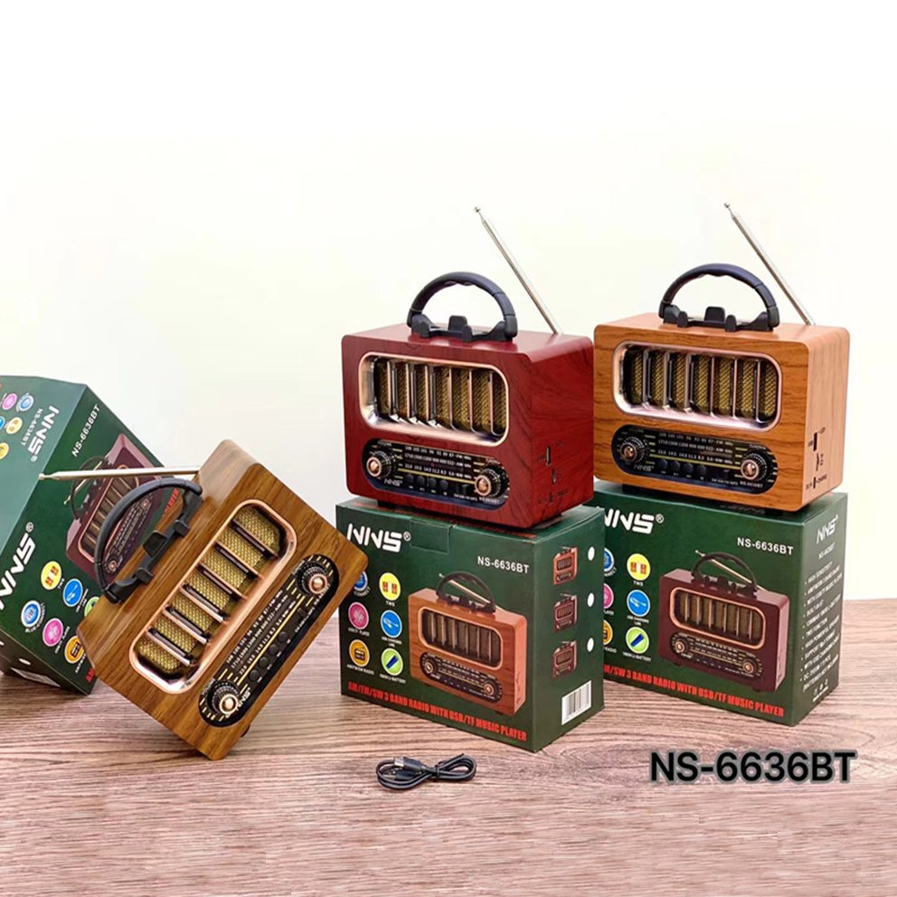 Ретро радио NS-6636BT с Bluetooth, деревянный корпус