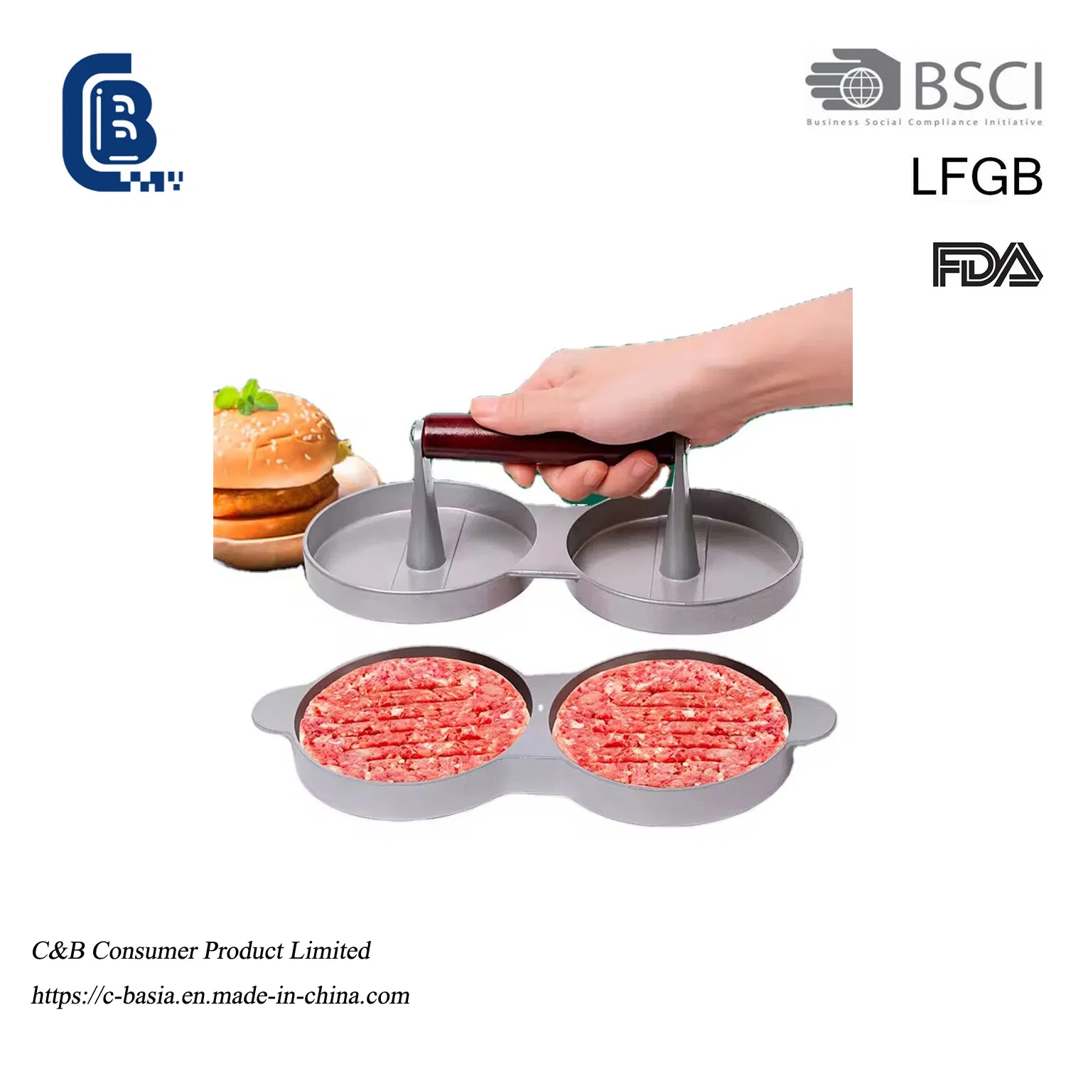 Double Burger Non Stick Press, Hambuger Meat DIY Patty Maker