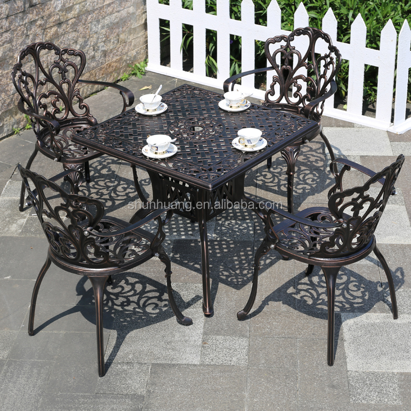 Садовая мебель обеденная алюминий литой белая комплект