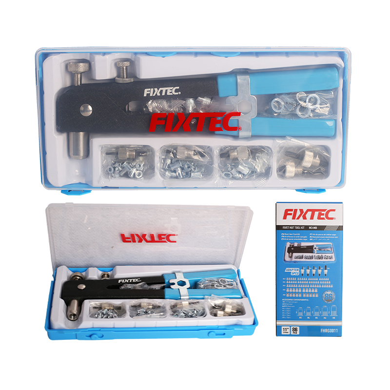 Fixtec 86PC Hand Riveting Machine Rivet Gun Nut Tool M3/M4/M5/M6/M8 Nut Machine Rivet Set