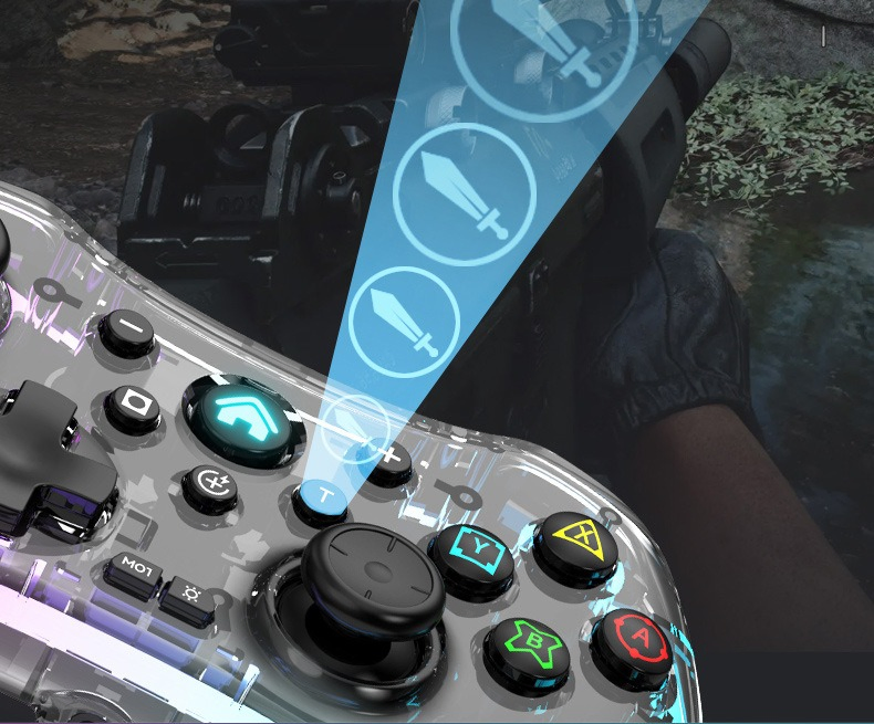 S30 9300 Wireless Controller Transparent LED Breathing Handle Gamepad Gaming Joystick Controller for Ns Switch/PC/Phone