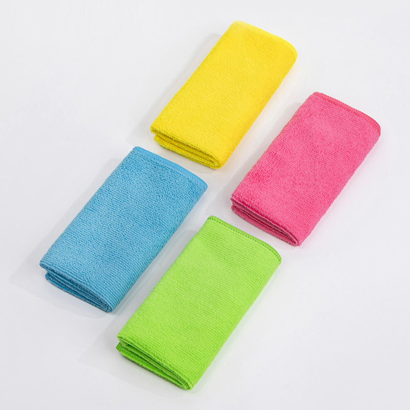 Home Essential Assorted Bright Colors Square-Shaped Quick-Dry Microfiber Kitchen Towel for Dishwashing Hand Drying