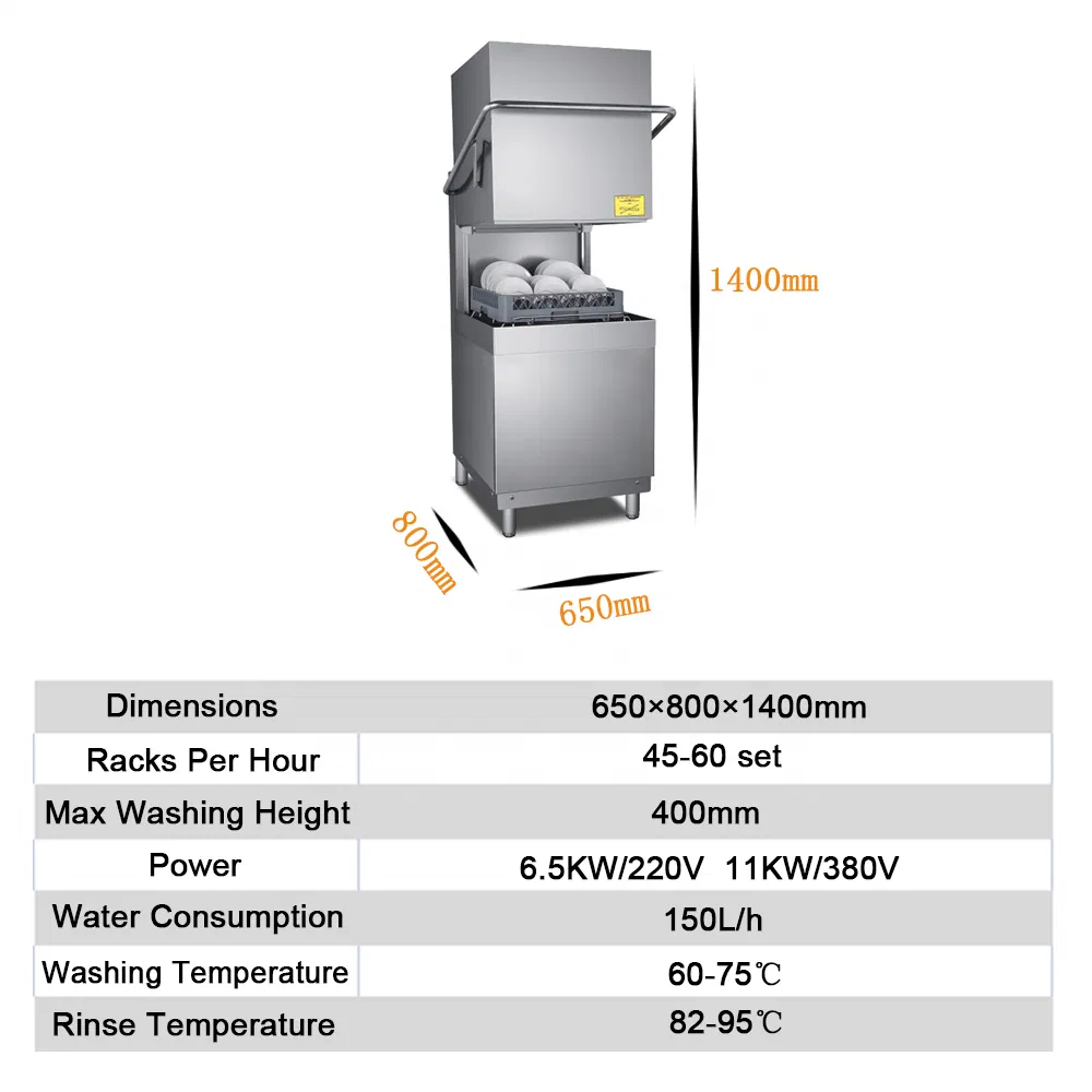 China Factory Commercial Dishwasher Industrial Kitchen Restaurant Use Stainless Steel High Temperature Rack Type