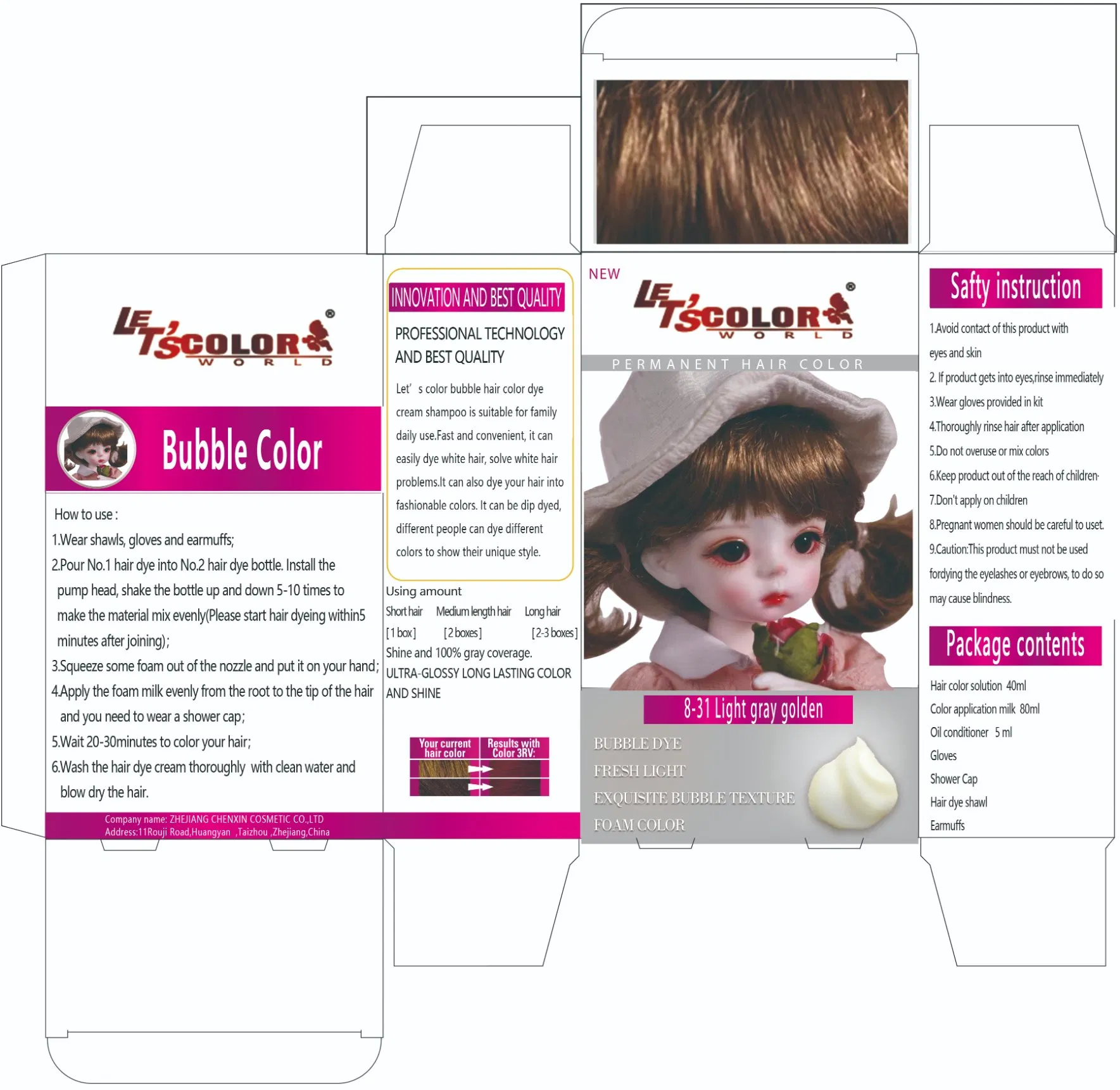 Professional Hair Color Dye Nice Bubble Different Color for Hair Color Shampoo
