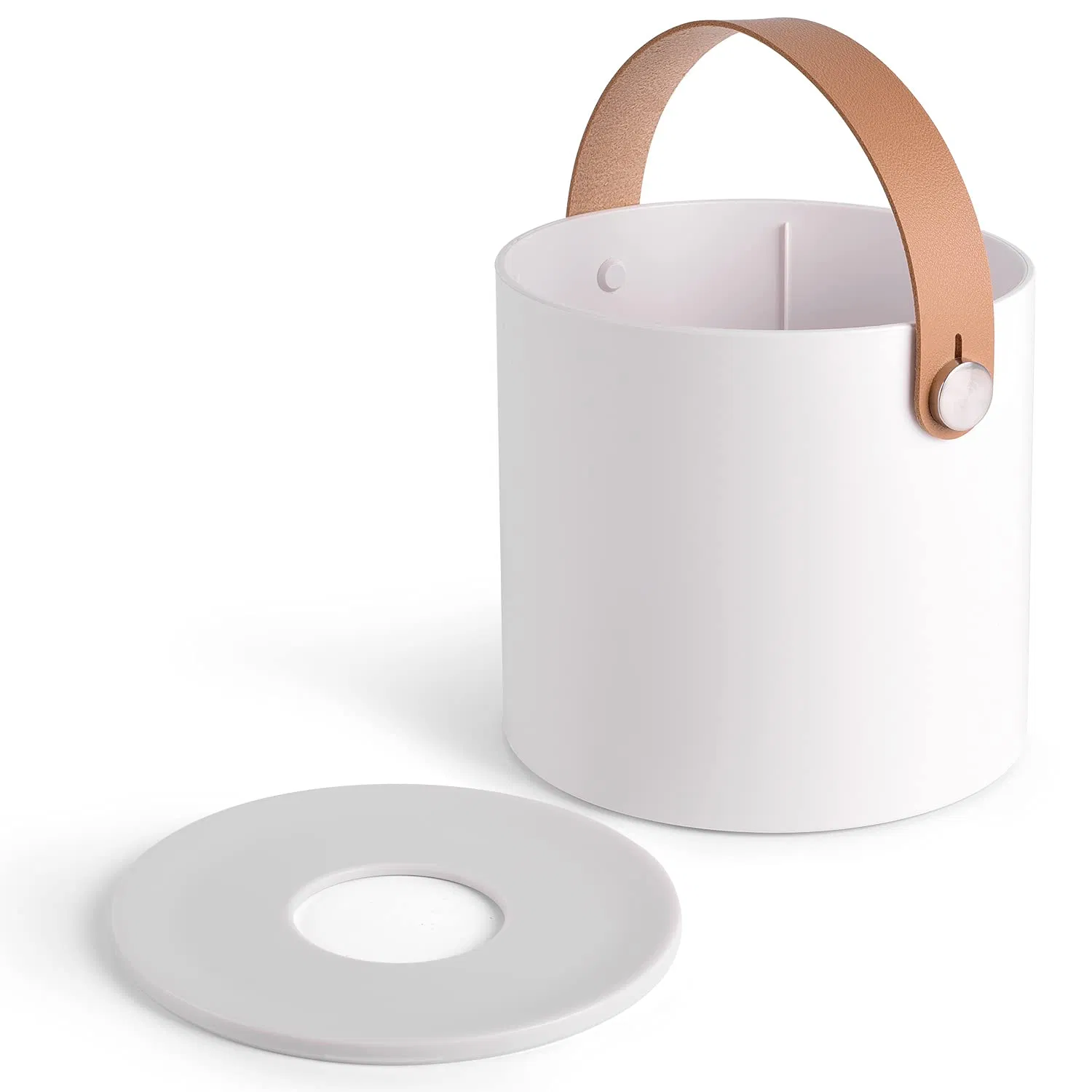 Round Holder Plastic Dispenser Cover Napkin Organizer Leather Handles Tissue Box