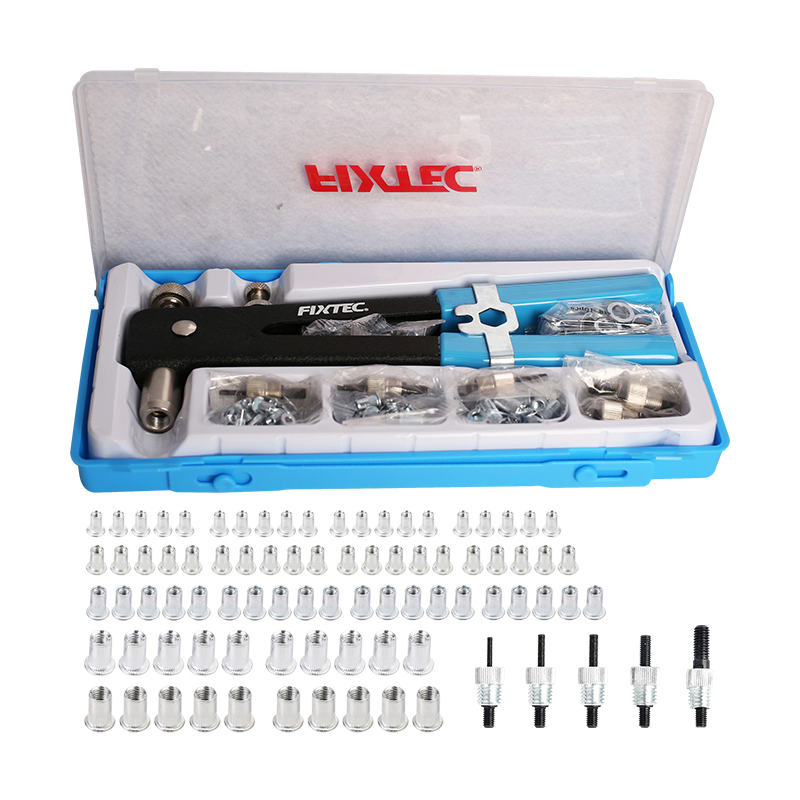 Fixtec 86PC Hand Riveting Machine Rivet Gun Nut Tool M3/M4/M5/M6/M8 Nut Machine Rivet Set