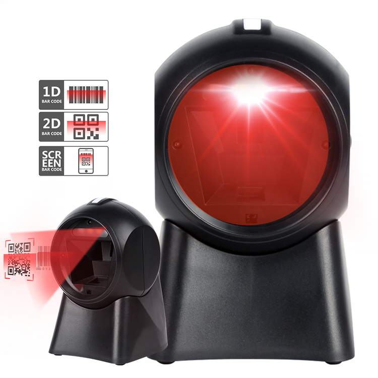 Desktop Barcode Scanner 1d 2D Omnidirectional for POS Supermarket Platform Qr Code Reader