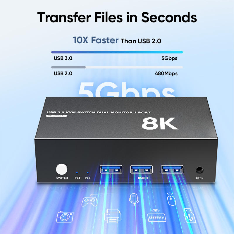 Custom 8 Port Kvm Switches HDMI 4K30Hz + Cables (upgraded 2in1) , 1u Rack Mount HDMI Kvm Switch 8 in 1 out