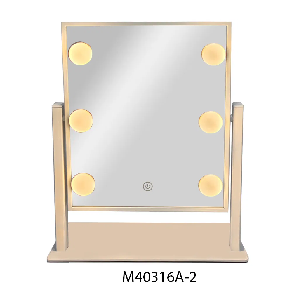 Super Bright Desk Freestand Metal Frame Vanity LED Mirror with Bulbs