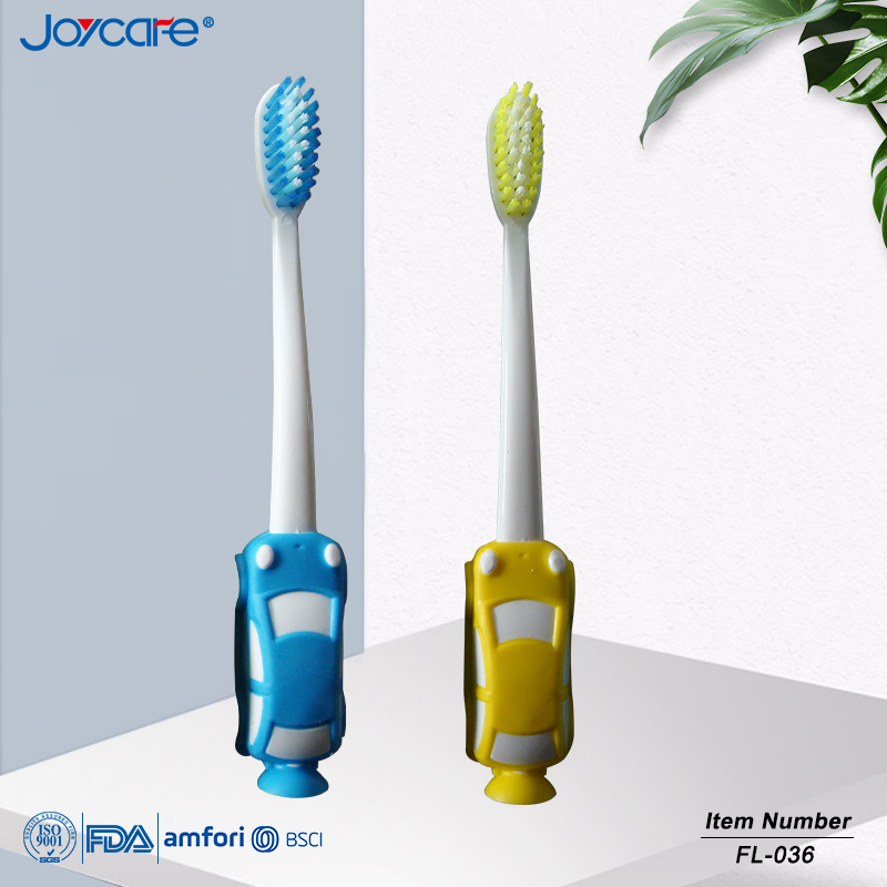 Cute Car Design Gentle Kid Child Soft Bristles Toothbrush with Suction Cup for Travel Home