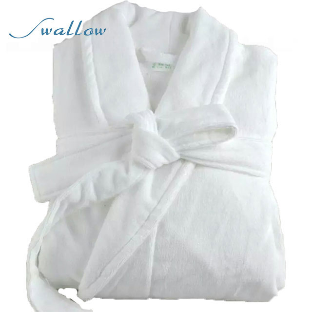 Coral Velvet Bathrobe with Green Fruit Collar, Velvet Bathrobes for Hotels and Spas