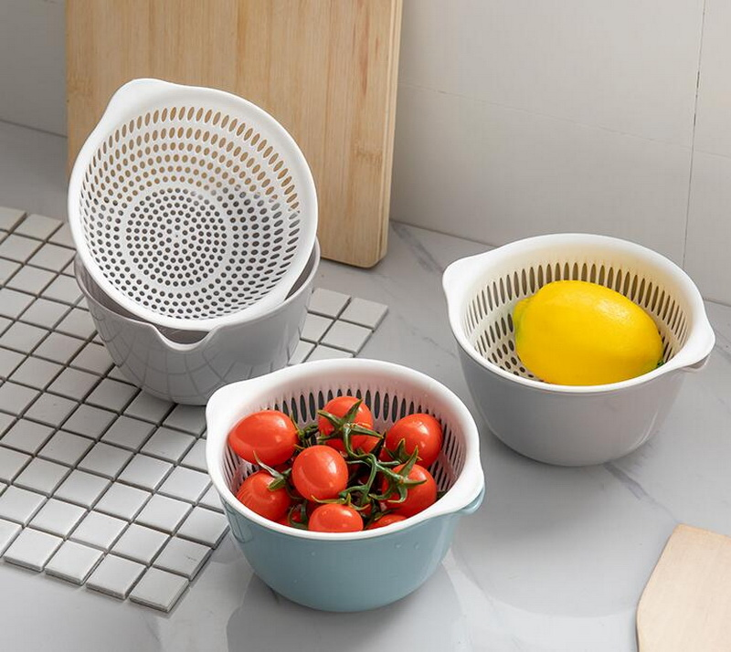 Kitchen Tools Double Layer Multi-Function Sink Strainer Fruit Vegetable Washing Bowl