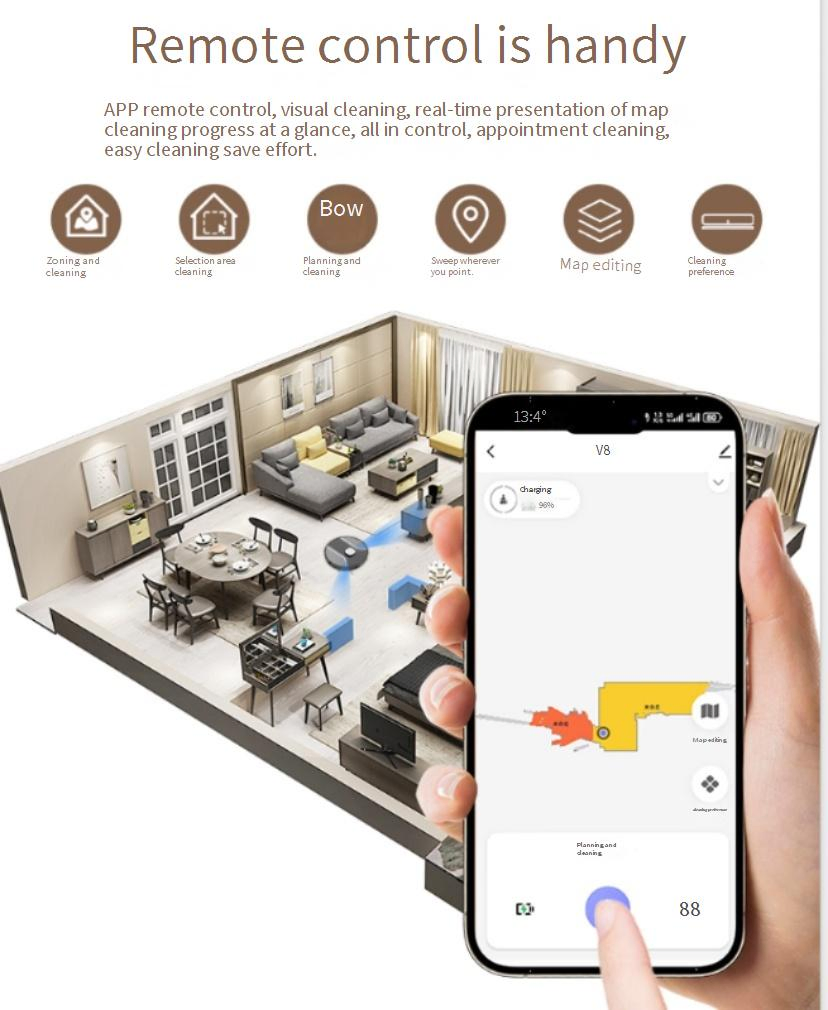 Robot Vacuum Cleaner Tuya Alexa Voice Control Automatic Charging Laser Navigation