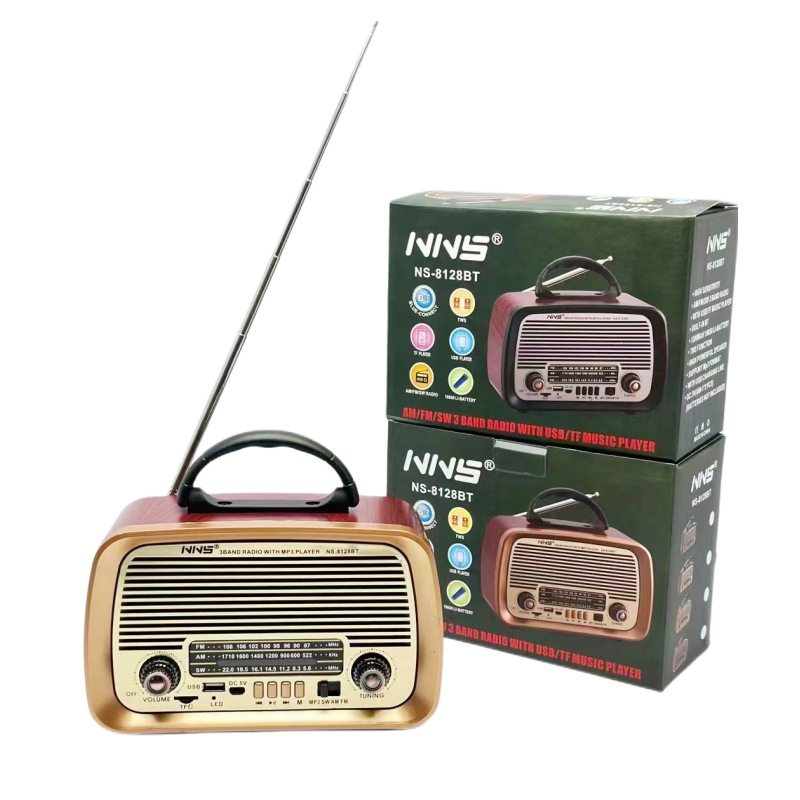 Ретро радио NS-8128BT с Bluetooth, деревянный корпус