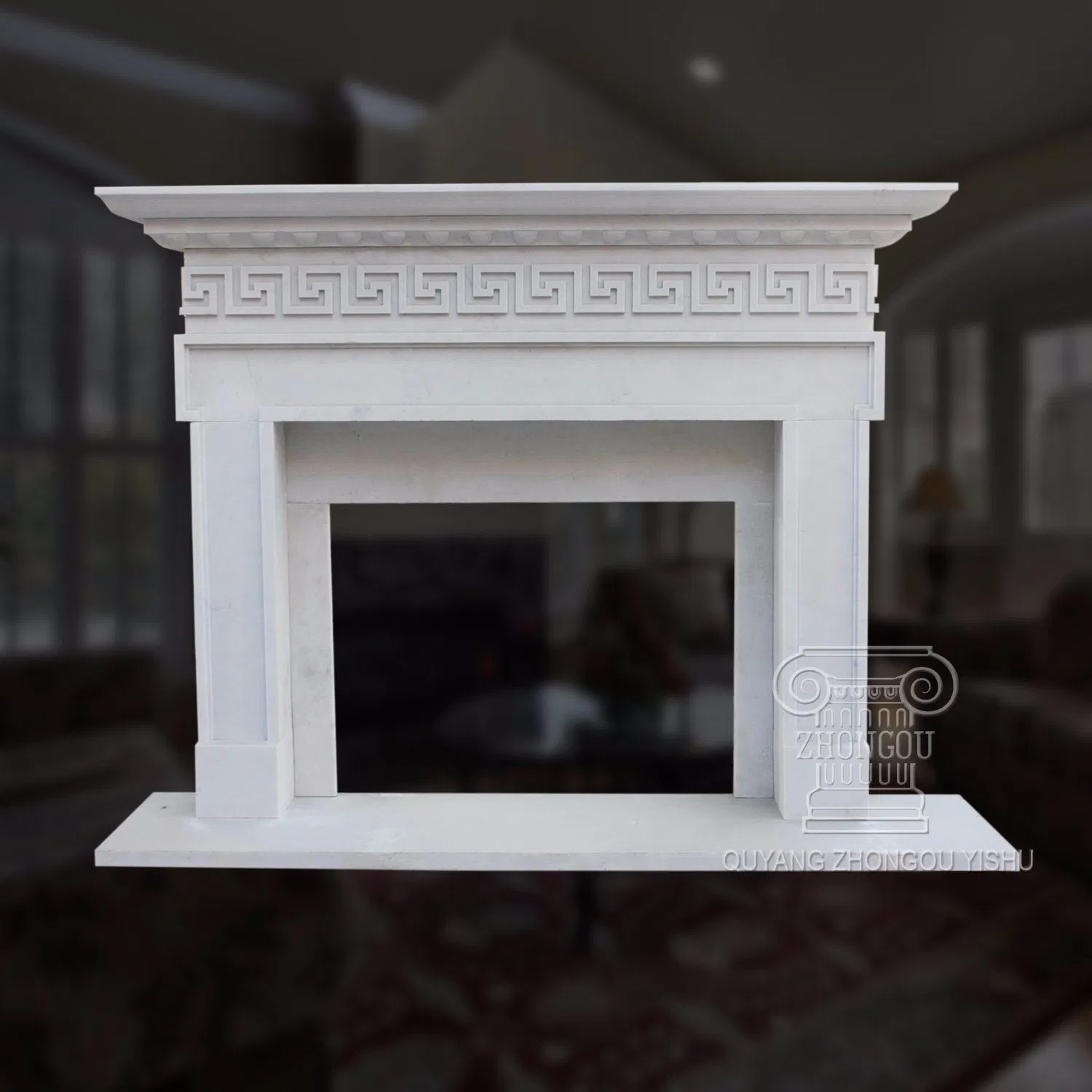 Louis Xvi French Style Classic White Marble Fireplace