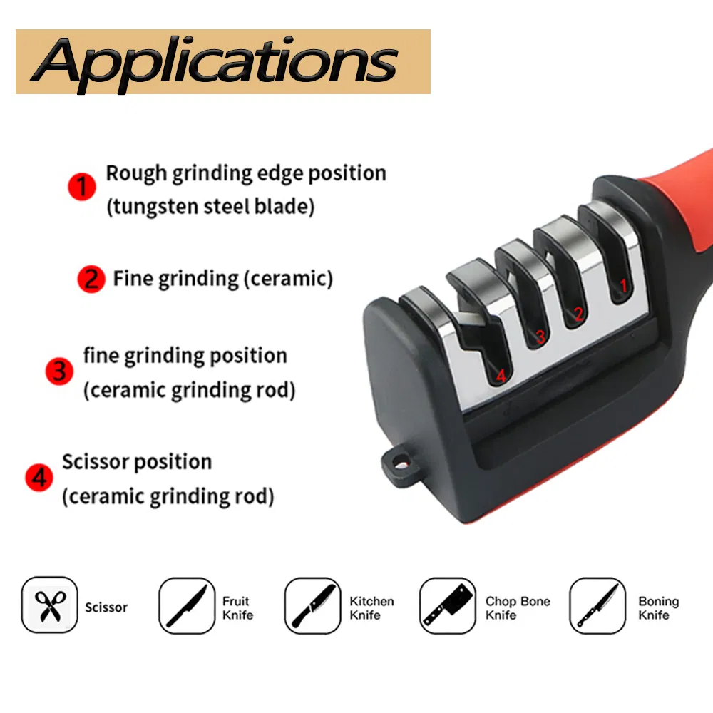 3 Stages Type Sharpening Tool Knife Sharpener Handheld Multi-Function with Non-Slip Base Kitchen Knives Knife Sharpener