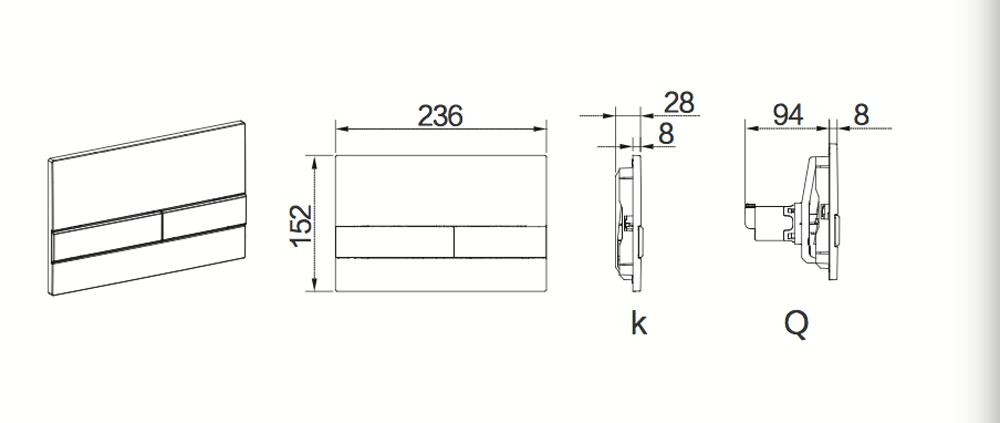 High Quality ABS water tank toilet dual flush button Square Concealed cistern flush button panel