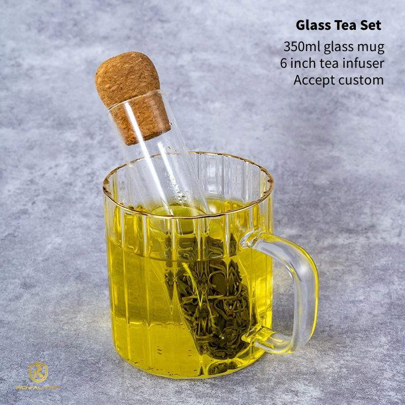 Wholesale Tea Infuser Mug Single Cup 350ml Borosilicate Glass Teacup Set with Reusable Glass Tube Tea Infuser