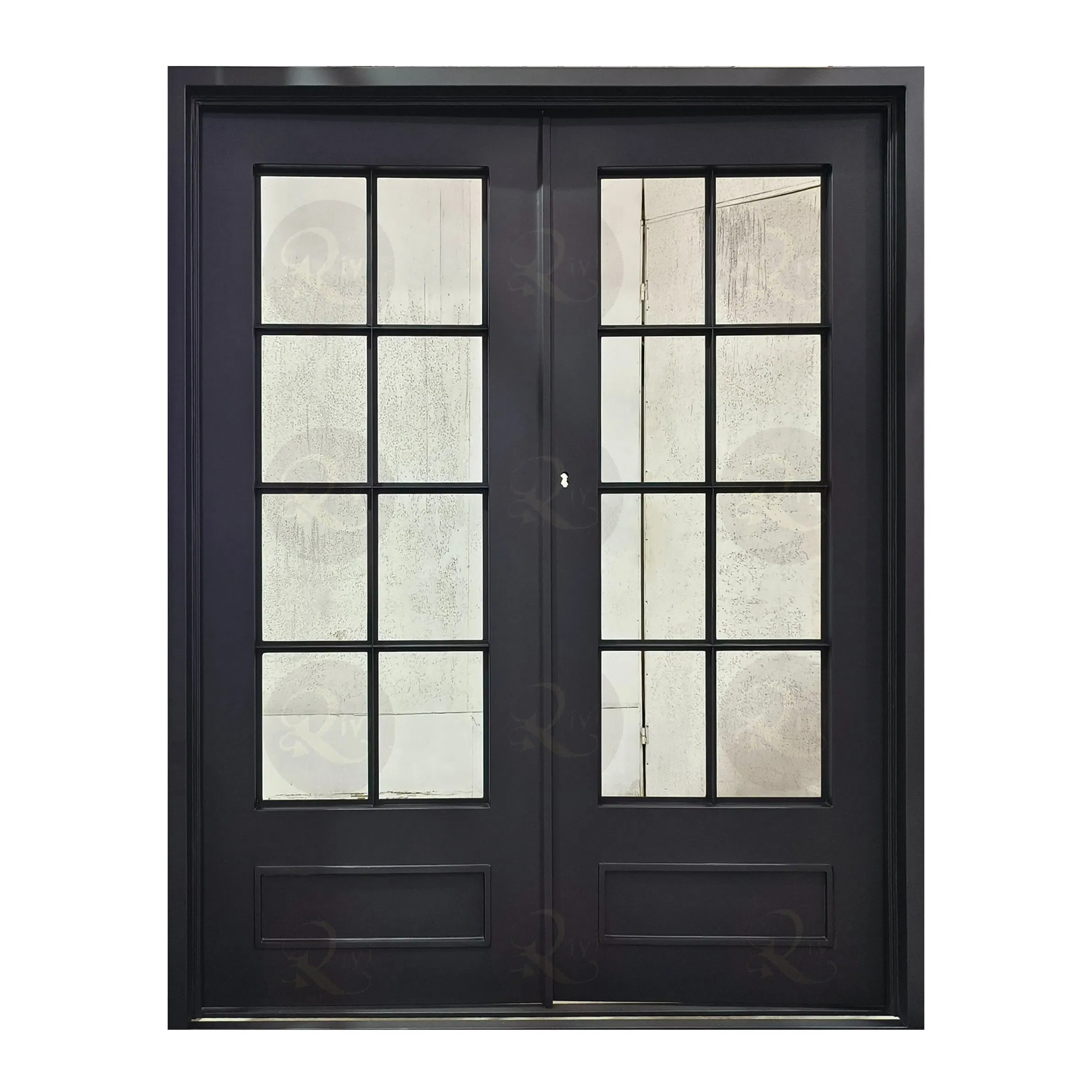 Modern Glass Iron Door Simple Grille Door