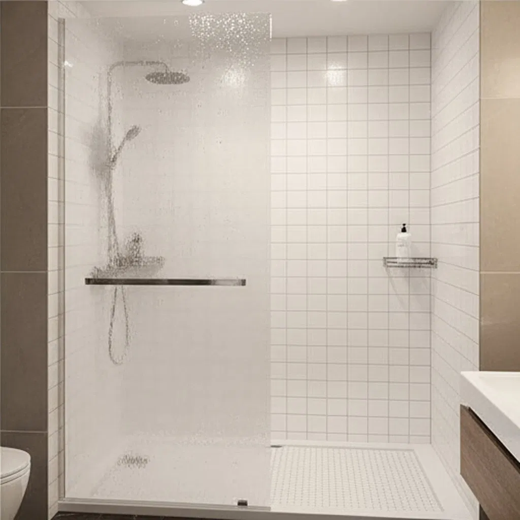 Premium Mystical Laminated Glass Shower Door with Acid-Etched