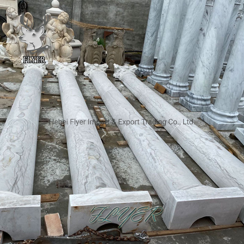 Entrance Gate Marble Stone Statues Roman Column Pillar Design Stone Lady Columns