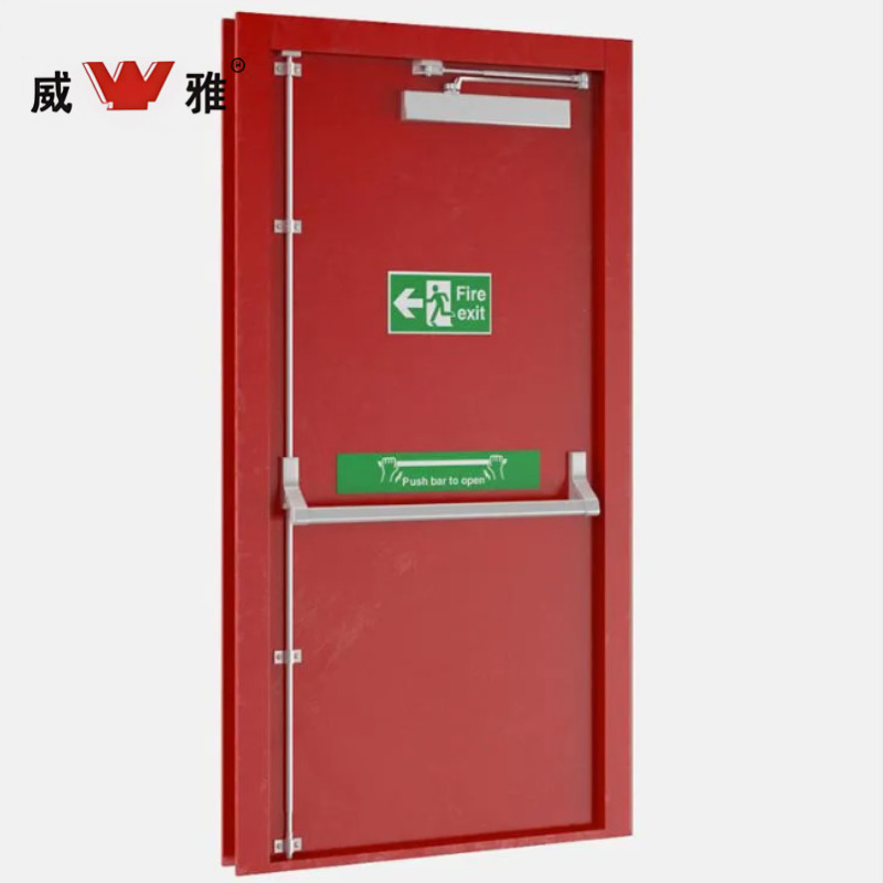 Reliable Galvanized Steel Fire Door with Panic Push Bar Hardware Steel Door for Stadium Access