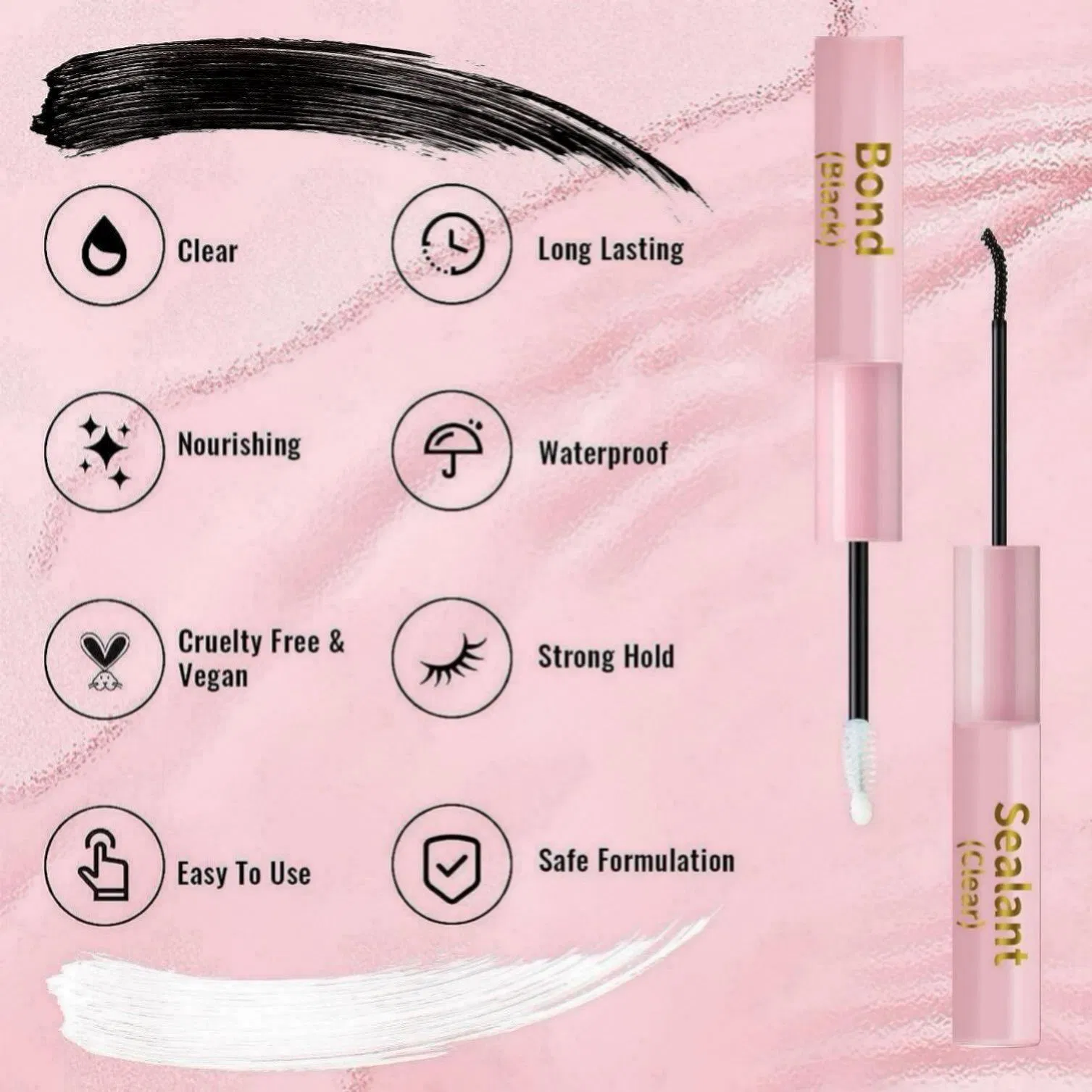 Eyelash Adhesive Sealant with 2-in-1 Clear Glue for Extensions