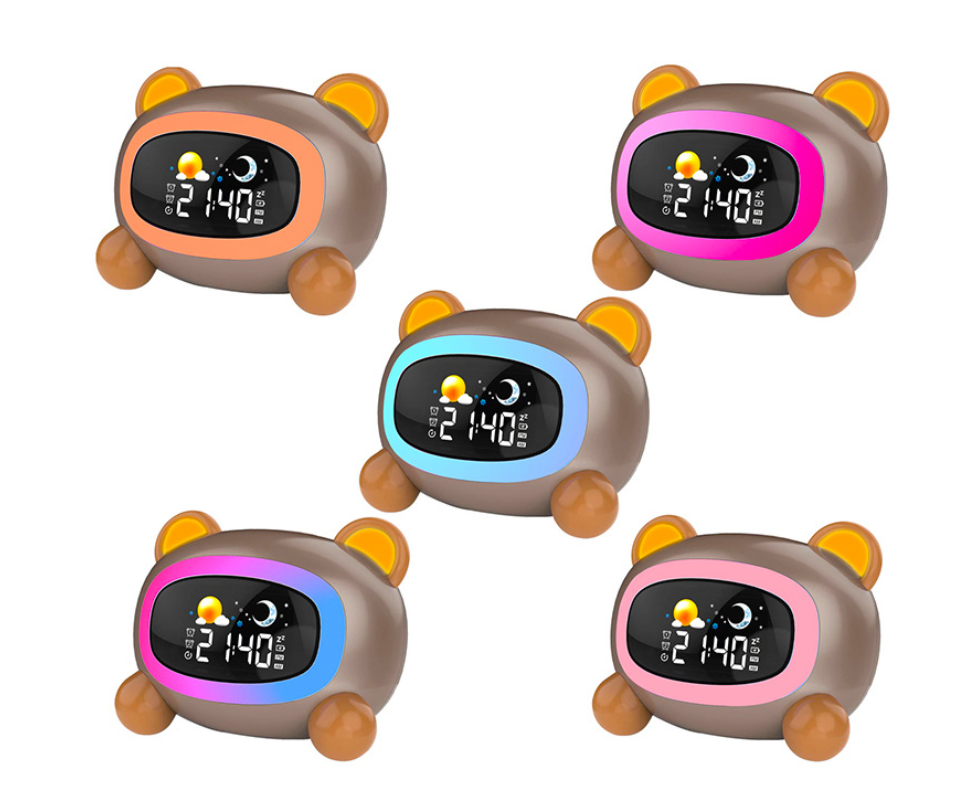 Kids Alarm Clock Cat Wake Alarm Clock for Kids, Toddlers Night Light Clock for Bedroom with Sleep Training and Sound Machineadio