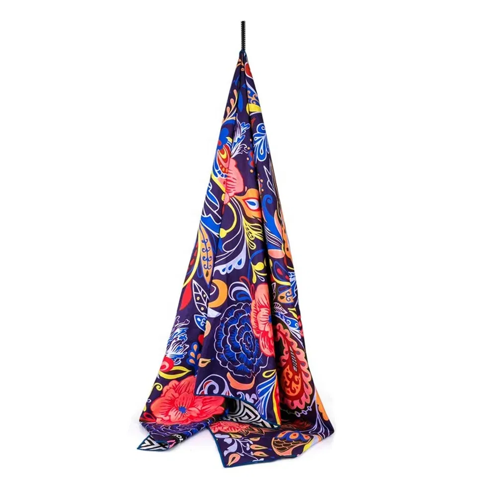 Sample Free Lightweight Double Layer Suede Towel Composited 500GSM Microfiber Bath Beach Towel Sports Yoga Towel with Sublimation Print