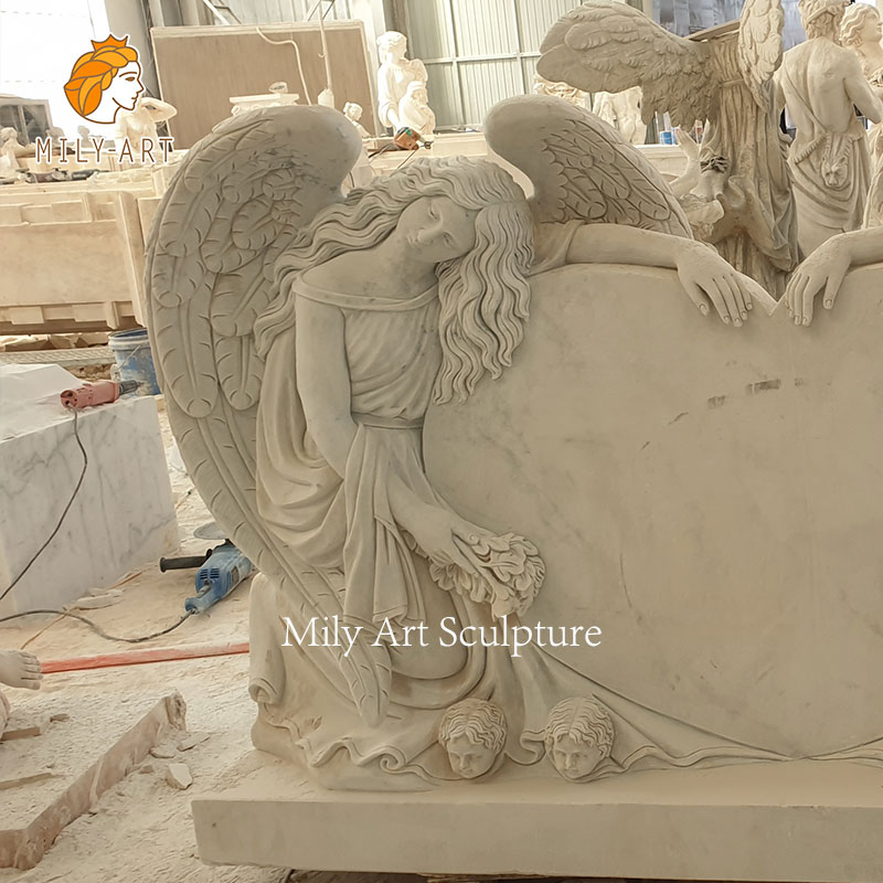 Natural White Marbl Angel Grave Stone Tombstone Angel Monument