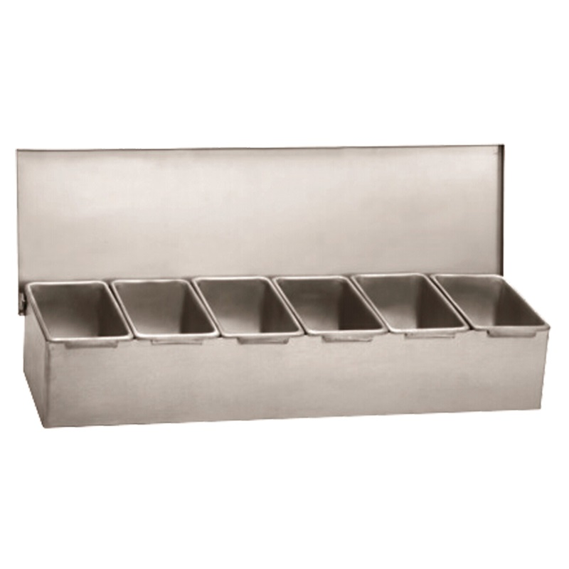 Hot Commercial Kitchen Metal Caddy Condiment Container Set with 5 Divider