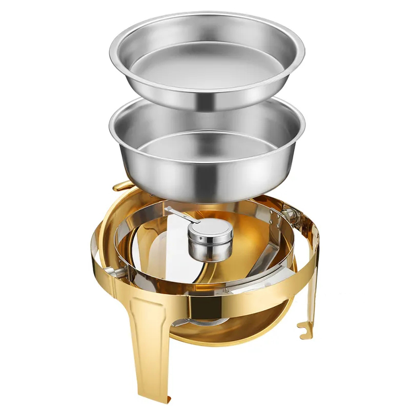 6L Chafing Dish Stainless Steel Tray Thermal Golden Food Warmer Hotel Stainless Steel Chafing Dish with Roll Top Lid