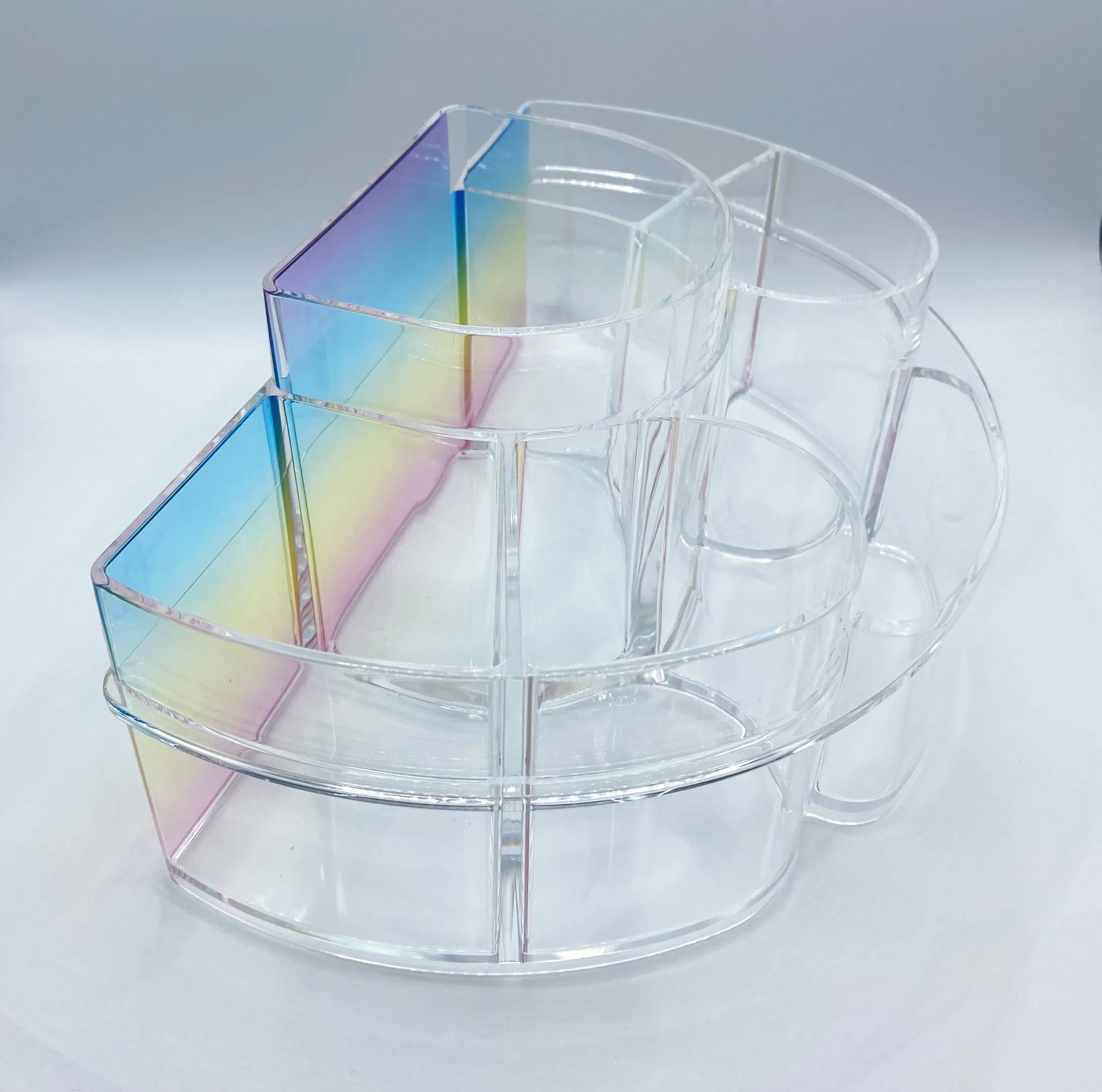 Rainbow Color Desktop Acrylic Cosmetic Applicators Multi-Function Organizer