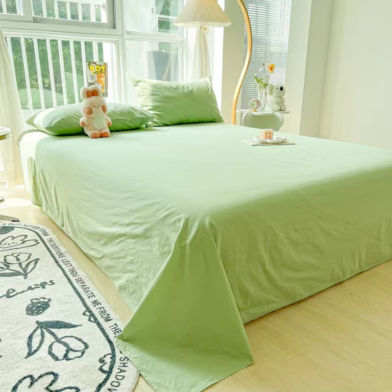 High-Grade Solid Color Student Washed Cotton Sheets Brushed Sheets for Dormitory