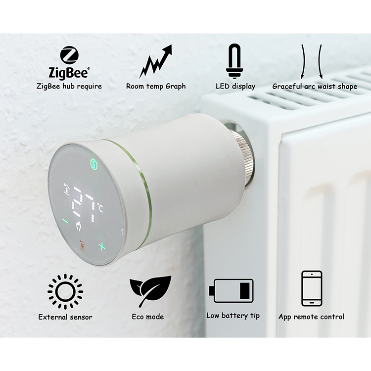 Adjustable Programmable Tuya WiFi Zigbee Wireless Room Automatic Trv Thermostatic Radiator Valve