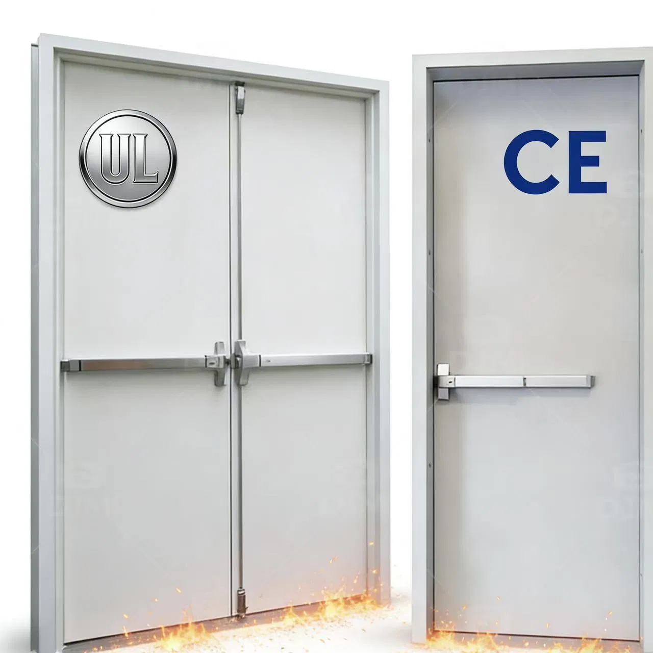 UL Listed Fire Rated Iron Door with Custom Glaze Option