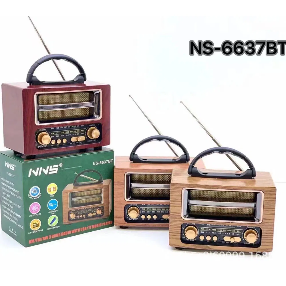 Ретро радио NS-6637BT с Bluetooth, деревянный корпус