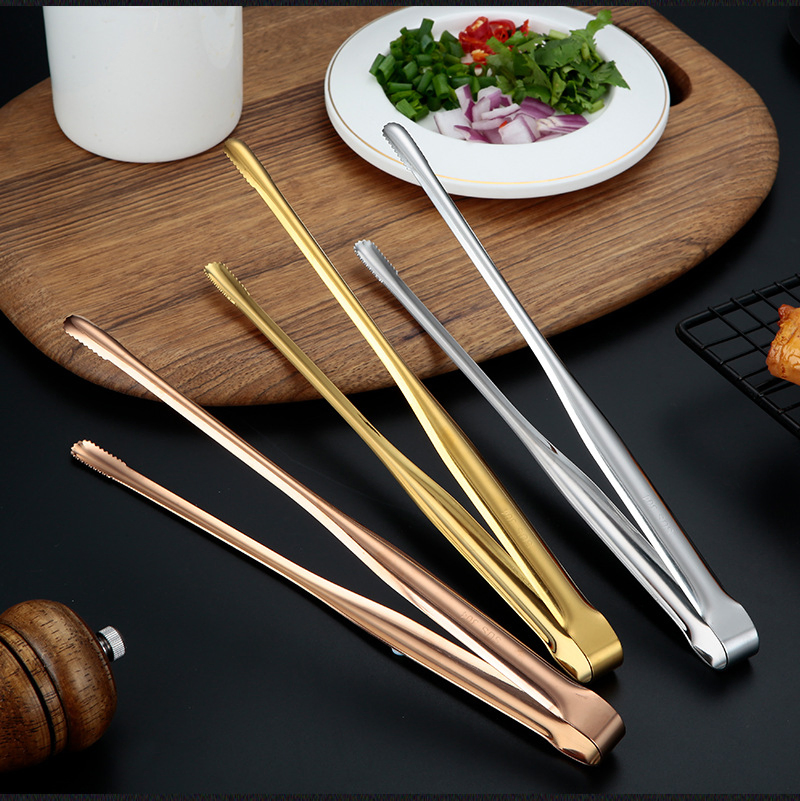 Wholesale BBQ Tool 304 Stainless Steel Korean Bread Clip Buffet Steak Barbecue Food Tong