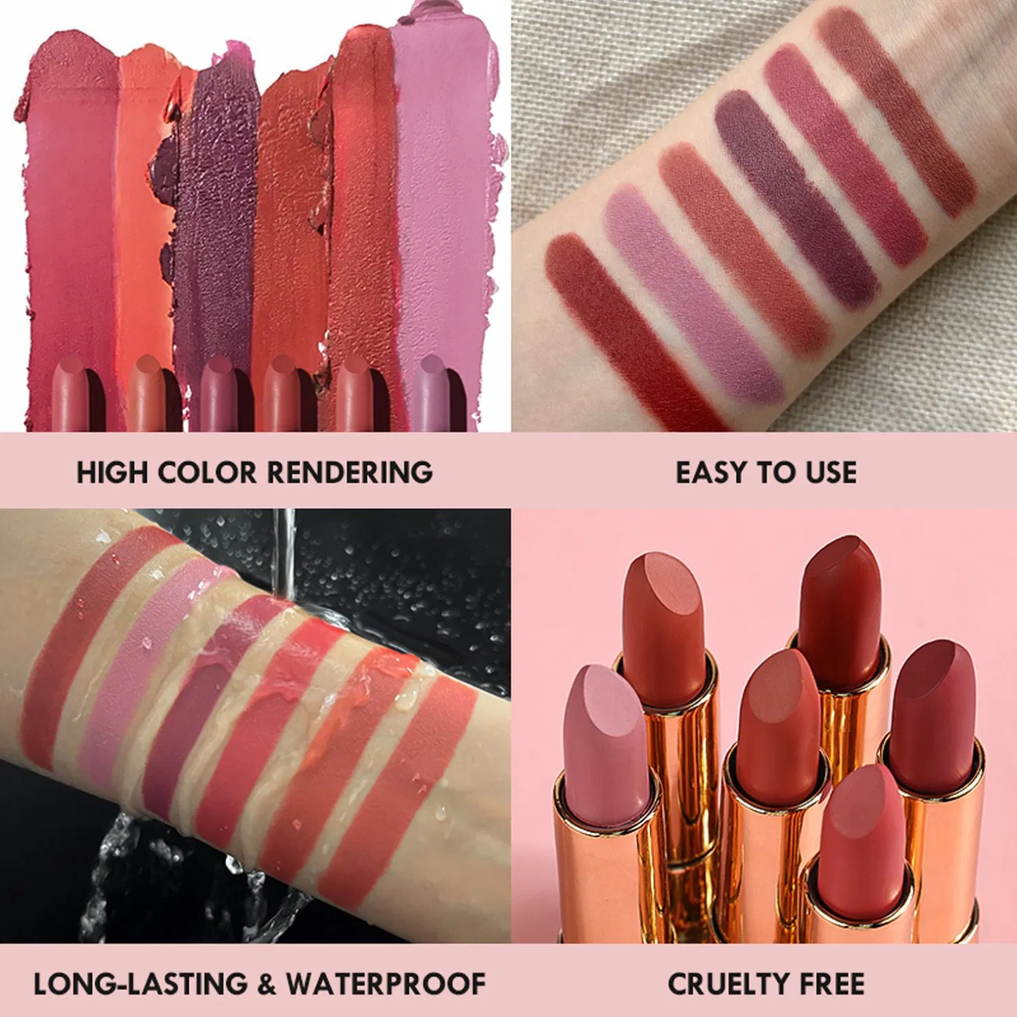 Stock Cosmetic Wholesale Custom Long Lasting Glaze Cruelty Free Lipstick