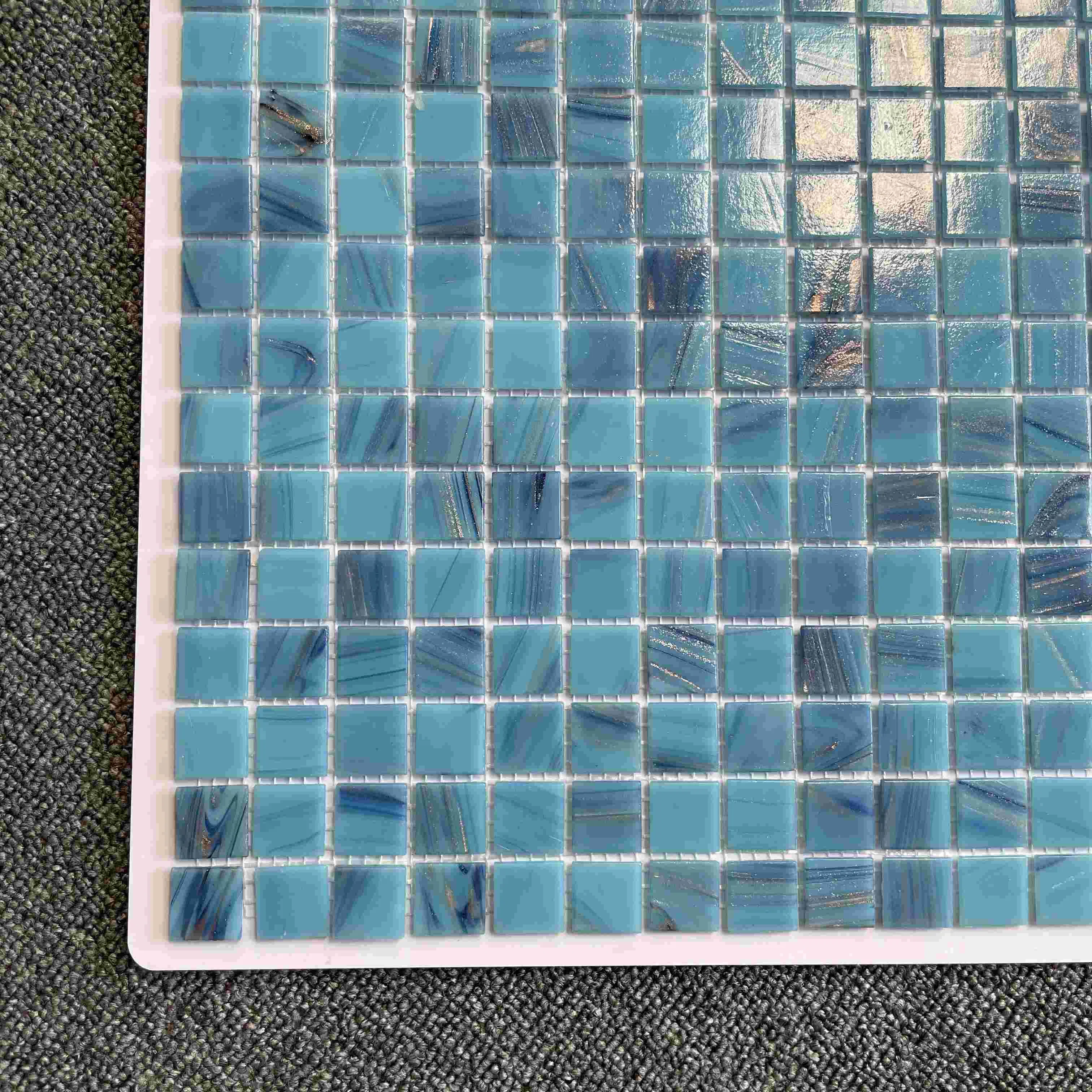 Голубая стеклянная мозаика для бассейна, 20x20 мм